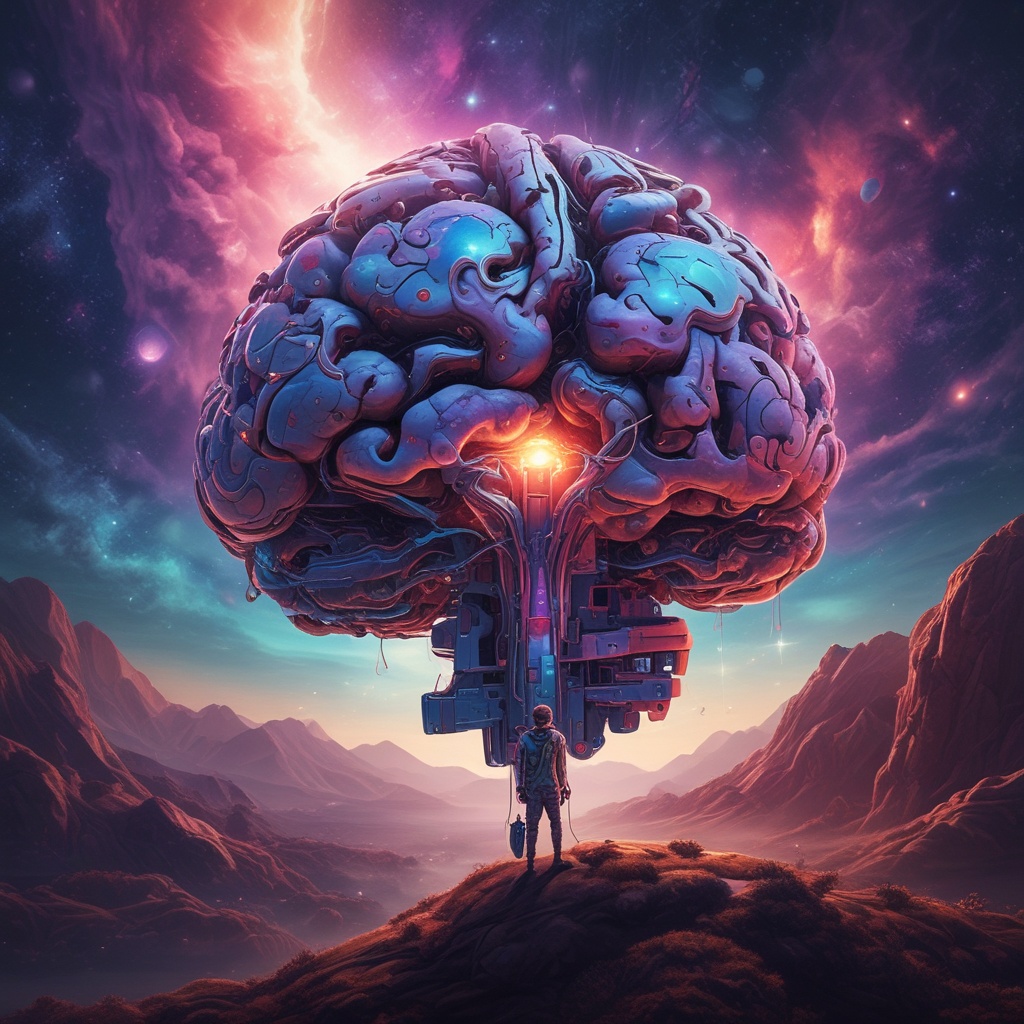 Artistic representation of an AI-brain in a galaxy setting